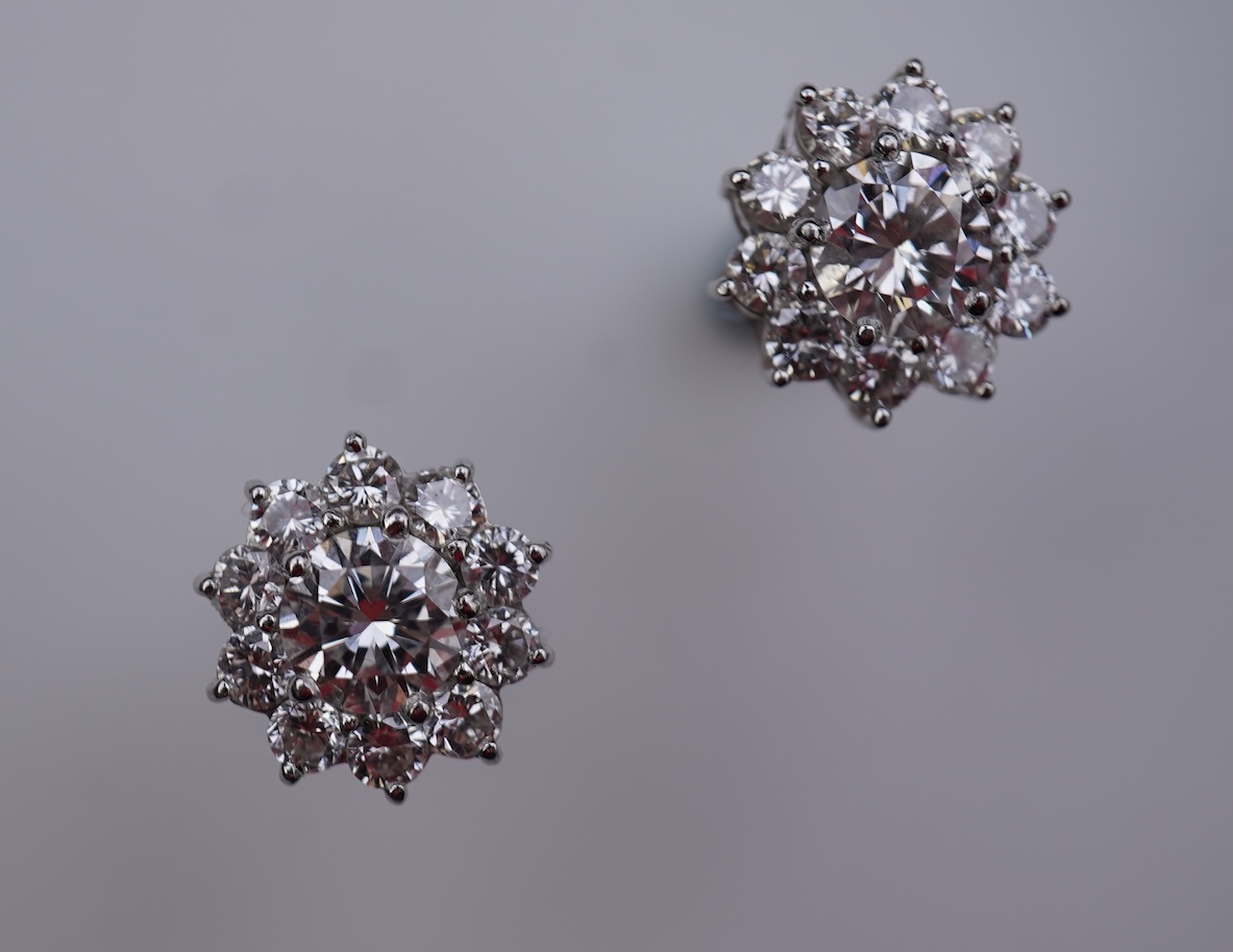 A pair of diamond earrings